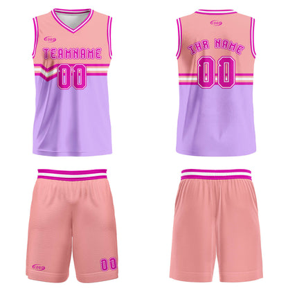 Benutzerdefinierter Rosa Lila Rose Rot Basketball Jersey Uniform Anzug gedruckt Ihr Logo Name Nummer