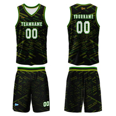 Benutzerdefinierter Schwarz Grün Basketball Jersey Uniform Anzug gedruckt Ihr Logo Name Nummer