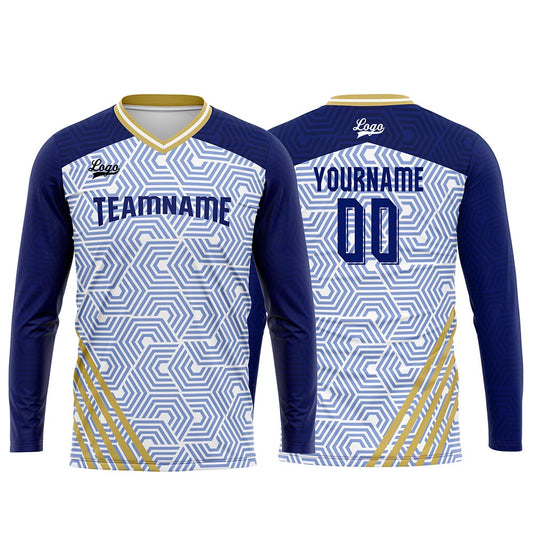 Kundenspezifisches Dunkel Blau Gold Basketball Fußball Schießen langes T-Shirt für Erwachsene und Kinder