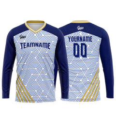 Kundenspezifisches Dunkel Blau Gold Basketball Fußball Schießen langes T-Shirt für Erwachsene und Kinder