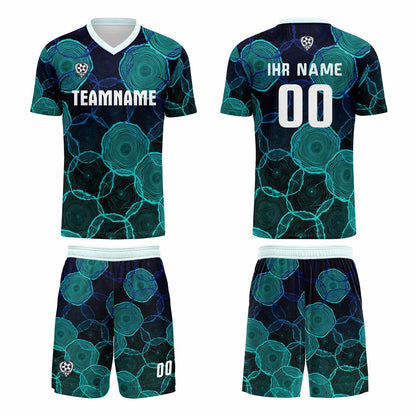 Benutzerdefinierte Schwarz Cyan Trikots für Männer Frauen Personalisierte Fußball Uniformen für Erwachsene und Kind