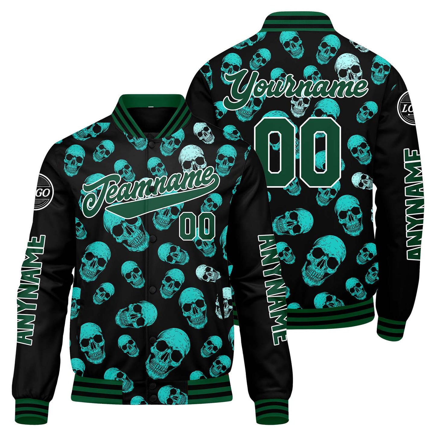Maßgeschneiderte Grün Letterman Varsity Jacket Individuelle Stickerei Druck nach Ihrem Wunsch