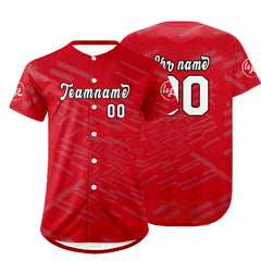 Benutzerdefiniert Rot Weiß Personalisierter Baseball Jersey mit Farbverlauf Team Uniform mit Namen und Nummer