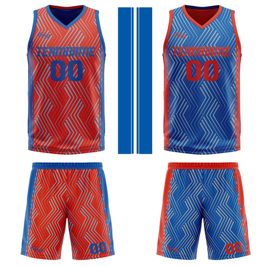 Benutzerdefinierte Rot Blau Reversible Basketball Jersey Personalisierte Drucken Name Nummer Logo