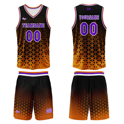 Benutzerdefinierter Orange Lila Basketball Jersey Uniform Anzug gedruckt Ihr Logo Name Nummer