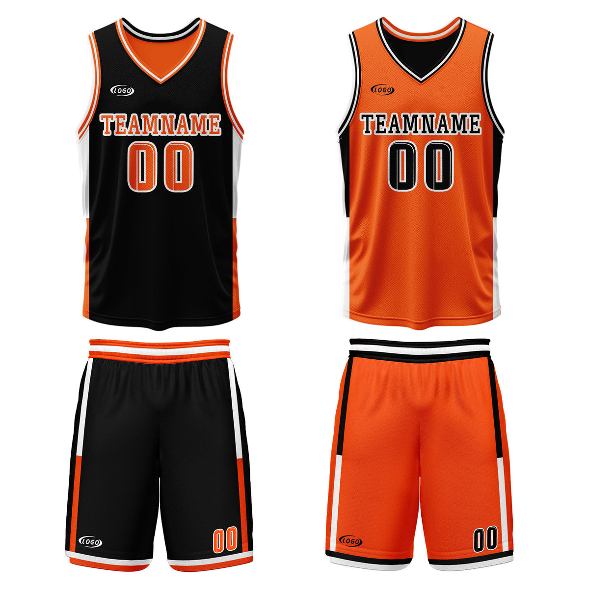 Benutzerdefinierte Schwarz Orange Reversible Basketball Jersey Personalisierte Drucken Name Nummer Logo