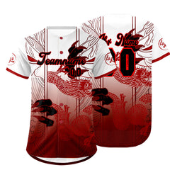 Benutzerdefiniert Rot Weiß Personalisierter Baseball Jersey mit Farbverlauf Team Uniform mit Namen und Nummer
