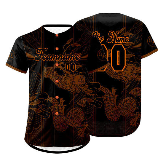 Benutzerdefiniert Braun Schwarz Personalisierter Baseball Jersey mit Farbverlauf Team Uniform mit Namen und Nummer
