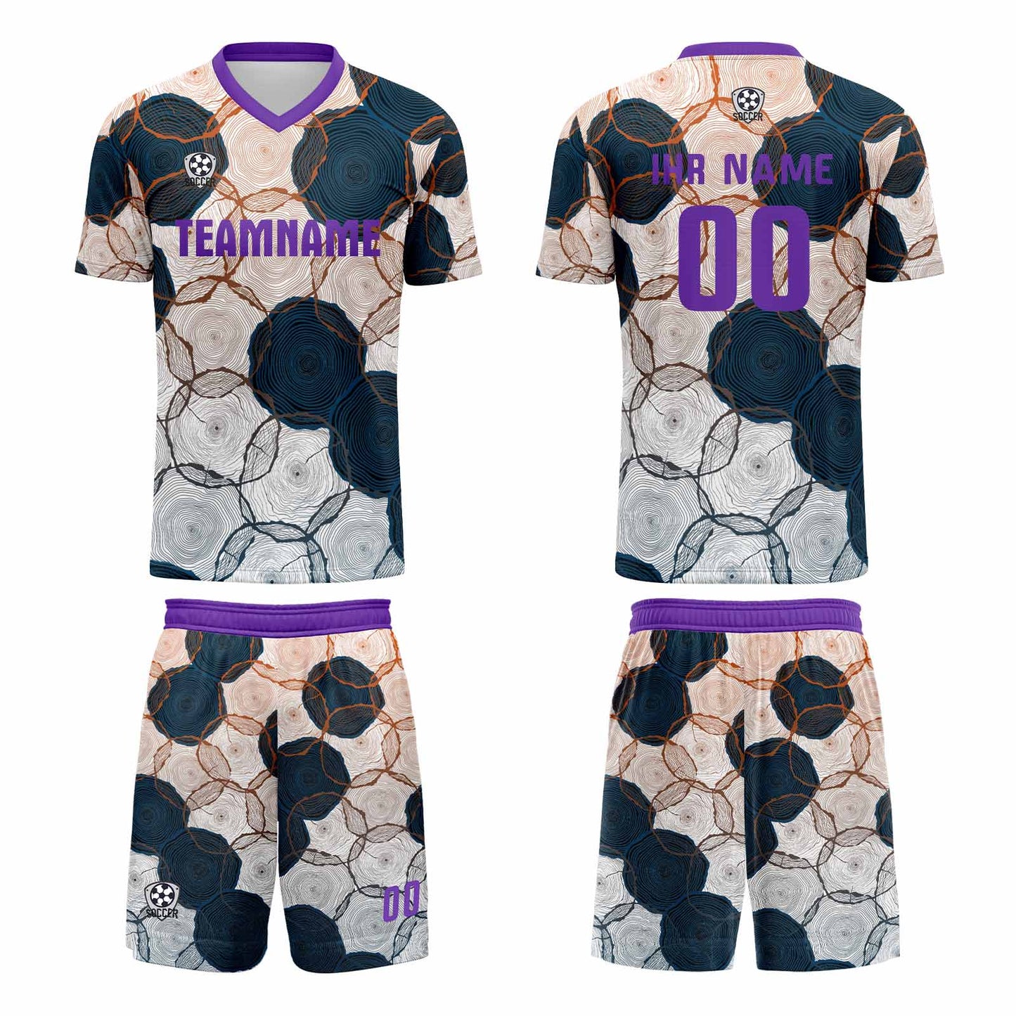 Benutzerdefinierte Lila Dunkelblauer Gradient Trikots für Männer Frauen Personalisierte Fußball Uniformen für Erwachsene und Kind