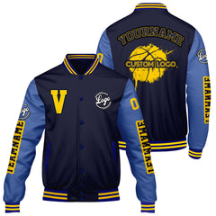 Maßgeschneiderte Marine Königliche Letterman Varsity Jacket Individuelle Stickerei Druck nach Ihrem Wunsch
