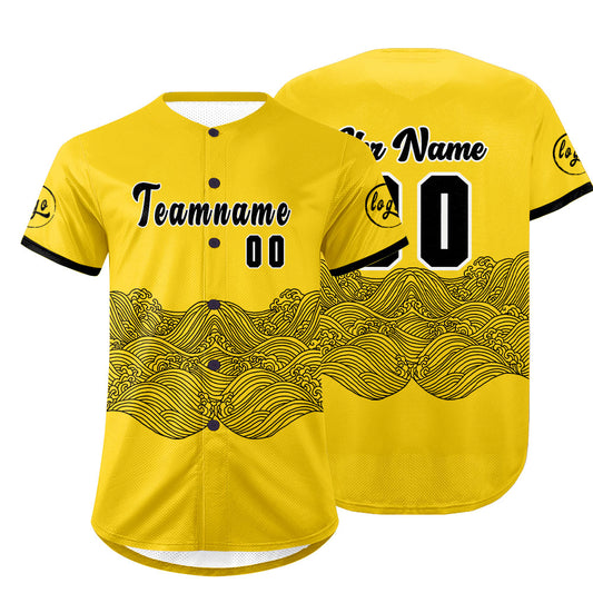 Benutzerdefiniert Gelb Schwarz Personalisierter Baseball Jersey mit Farbverlauf Team Uniform mit Namen und Nummer