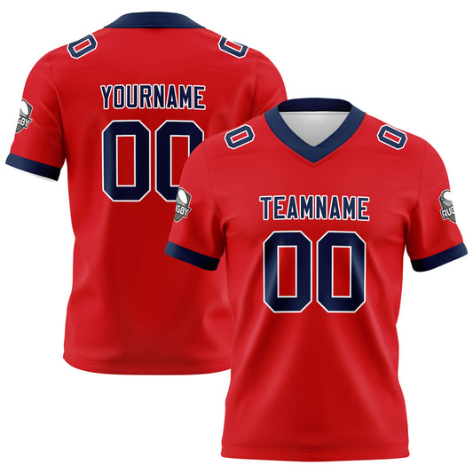 Benutzerdefinierte Rot Marine Fußball Trikots Personalisierter Name Nummer Logo