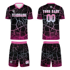Benutzerdefinierte Schwarz Rosa Trikots für Männer Frauen Personalisierte Fußball Uniformen für Erwachsene und Kind