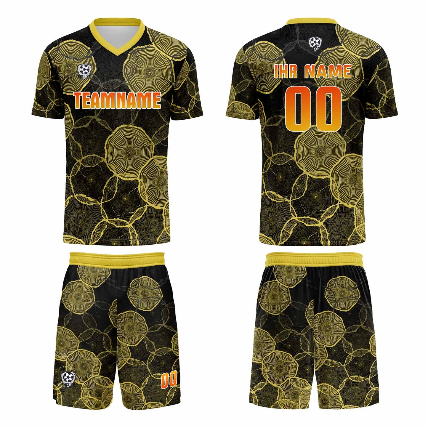 Benutzerdefinierte Schwarz Gelb Trikots für Männer Frauen Personalisierte Fußball Uniformen für Erwachsene und Kind