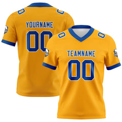 Benutzerdefinierte Gelb Blau Fußball Trikots Personalisierter Name Nummer Logo