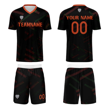 Benutzerdefinierte Schwarz Orange Rot Fußball Trikots für Männer Frauen Personalisierte Fußball Uniformen für Erwachsene und Kind