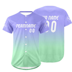 Benutzerdefiniert Helllila Hellgrün Personalisierter Baseball Jersey mit Farbverlauf Team Uniform mit Namen und Nummer