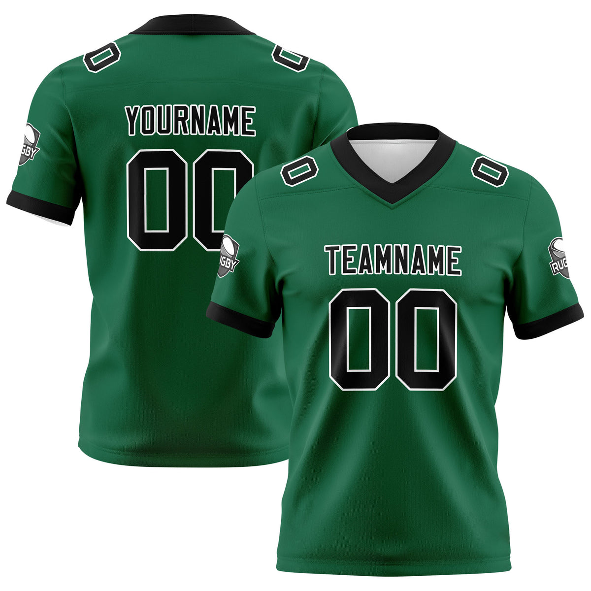 Benutzerdefinierte Grün Schwarz Fußball Trikots Personalisierter Name Nummer Logo