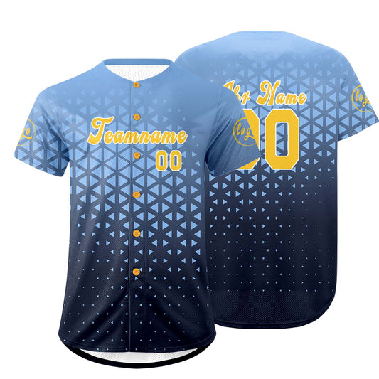 Benutzerdefiniert Hellblau Personalisierter Baseball Jersey mit Farbverlauf Team Uniform mit Namen und Nummer