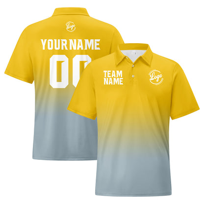 Benutzerdefinierte Gelb Grau Fußball Gradient Polo-Shirts Fügen Sie Ihr Einzigartiges hinzu Logo/Name/Nummer