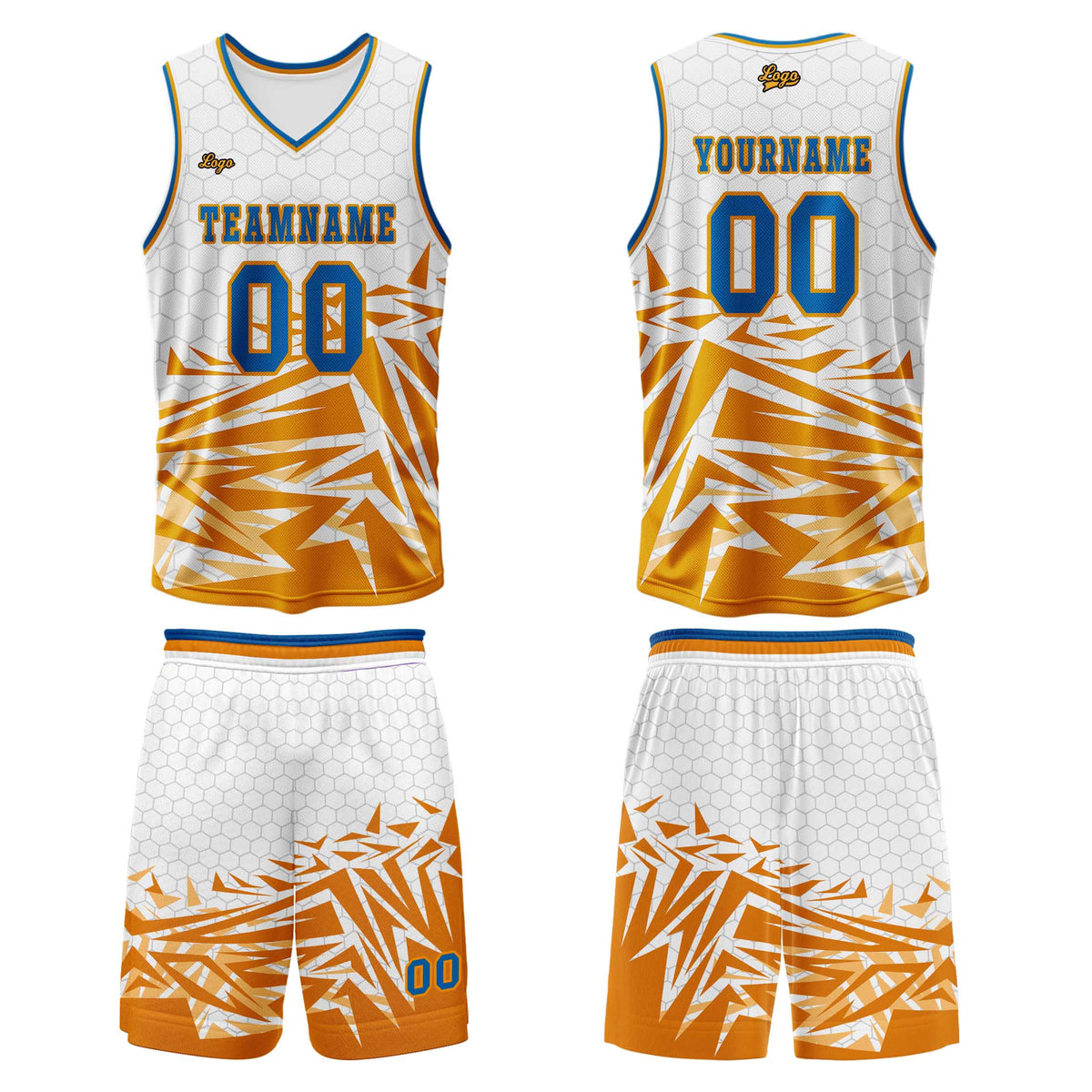 Benutzerdefinierter Orange Blau Basketball Jersey Uniform Anzug gedruckt Ihr Logo Name Nummer