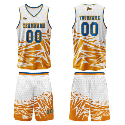 Benutzerdefinierter Orange Blau Basketball Jersey Uniform Anzug gedruckt Ihr Logo Name Nummer