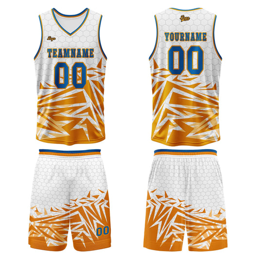 Benutzerdefinierter Orange Blau Basketball Jersey Uniform Anzug gedruckt Ihr Logo Name Nummer