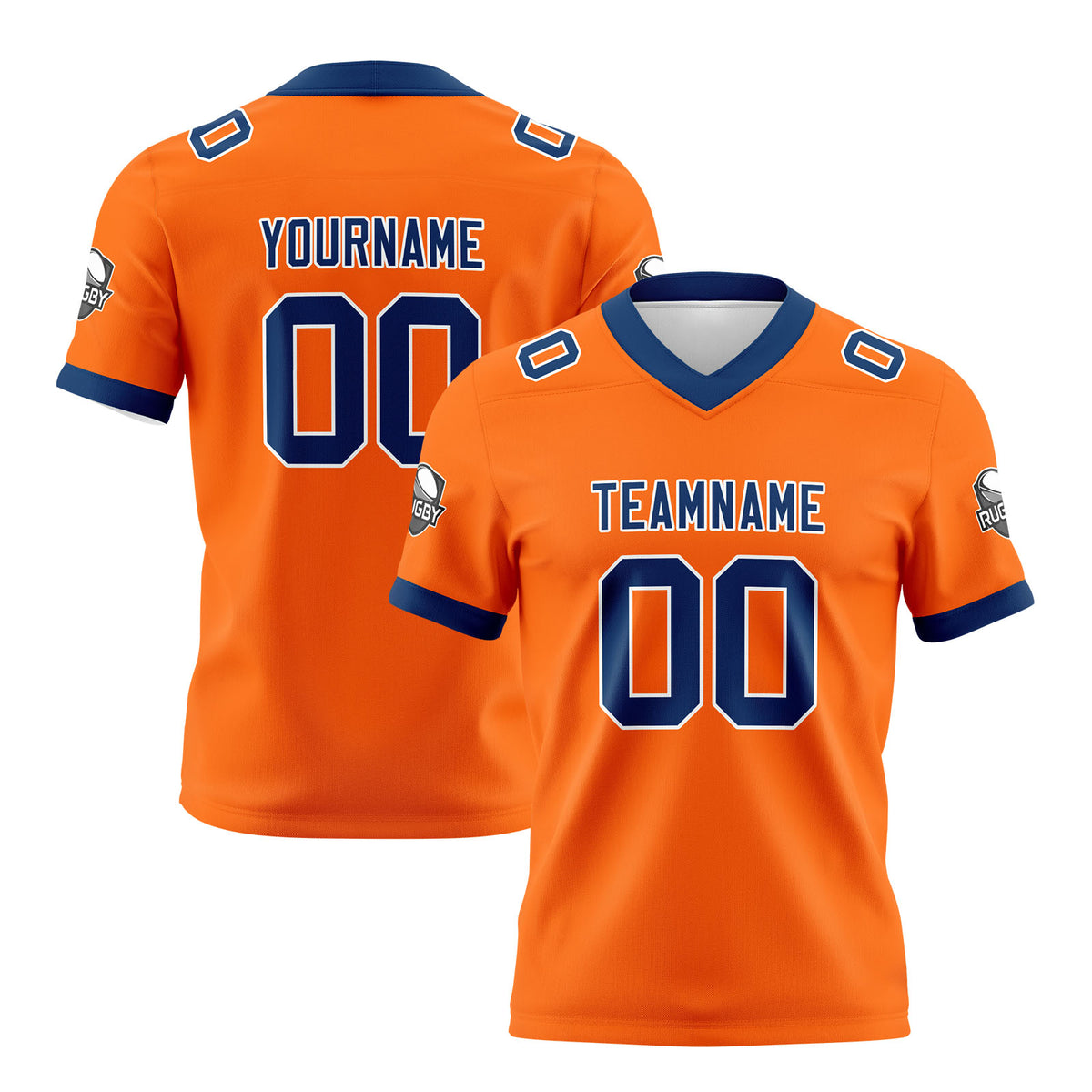 Benutzerdefinierte Orange Blau Fußball Trikots Personalisierter Name Nummer Logo