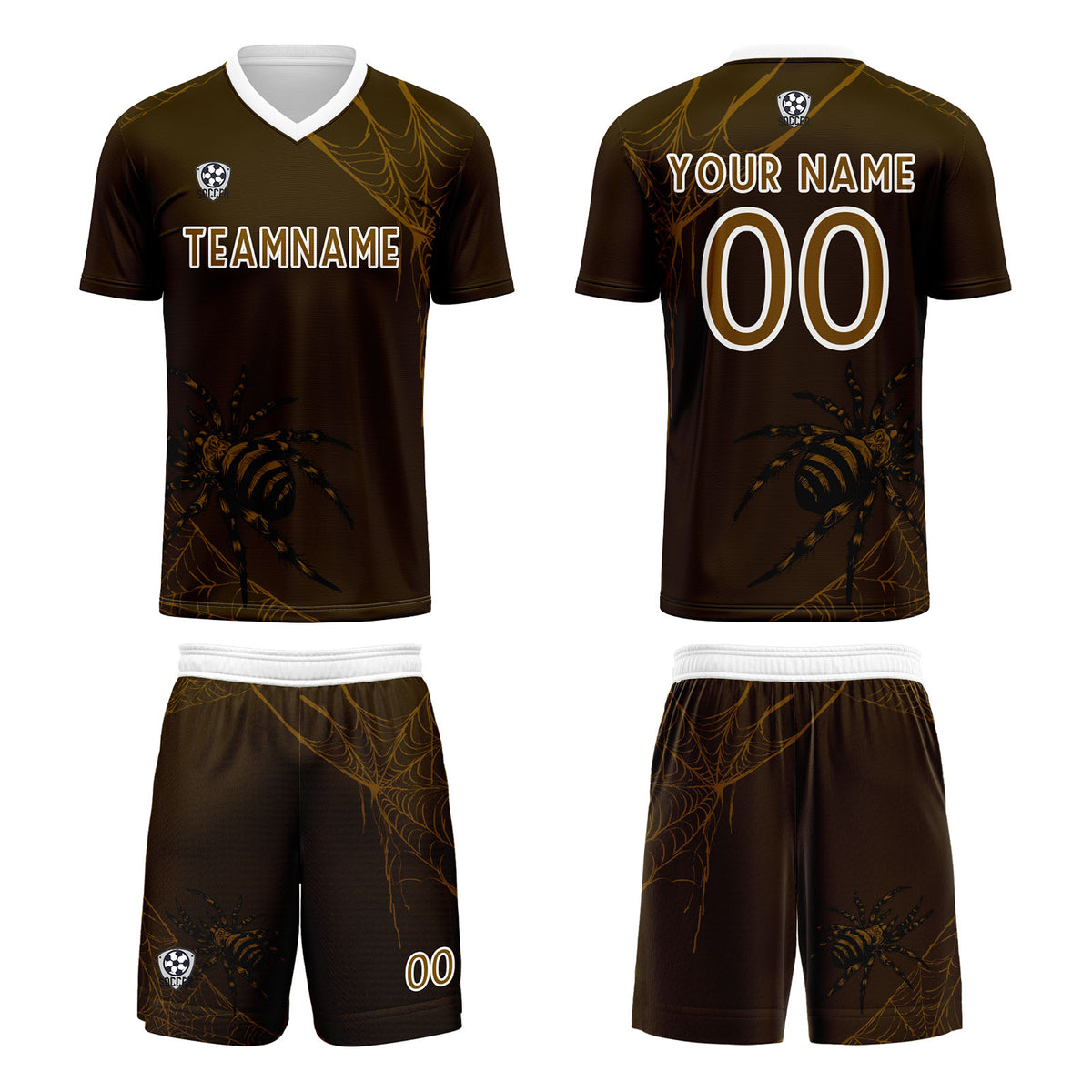 Benutzerdefinierte Dunkel Braun Trikots für Männer Frauen Personalisierte Fußball Uniformen für Erwachsene und Kind