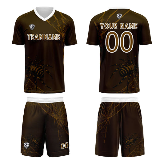 Benutzerdefinierte Dunkel Braun Trikots für Männer Frauen Personalisierte Fußball Uniformen für Erwachsene und Kind