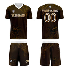 Benutzerdefinierte Dunkel Braun Trikots für Männer Frauen Personalisierte Fußball Uniformen für Erwachsene und Kind