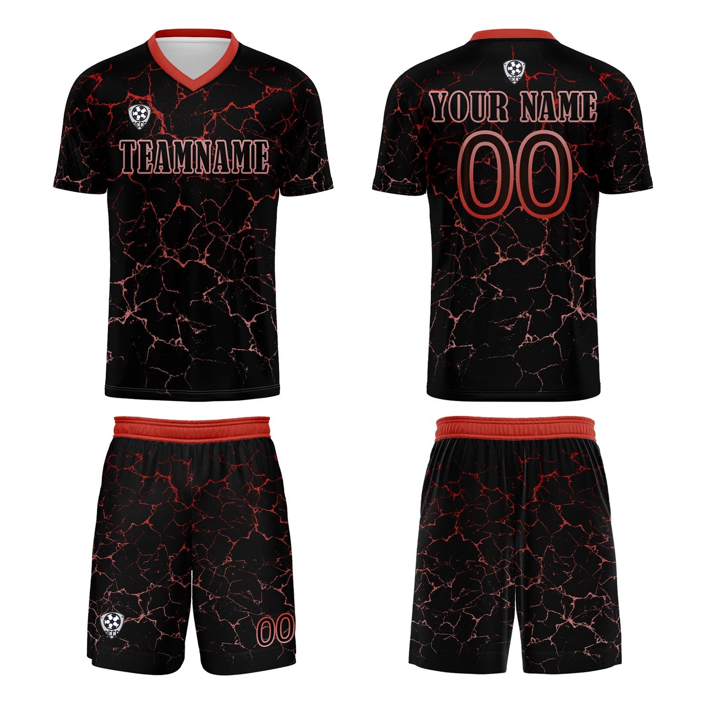 Benutzerdefinierte Schwarz Rot Trikots für Männer Frauen Personalisierte Fußball Uniformen für Erwachsene und Kind