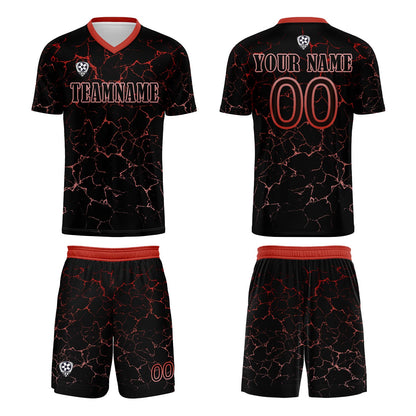 Benutzerdefinierte Schwarz Rot Trikots für Männer Frauen Personalisierte Fußball Uniformen für Erwachsene und Kind