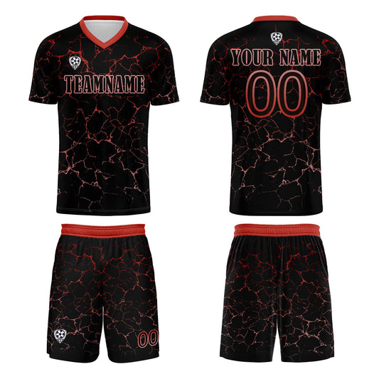 Benutzerdefinierte Schwarz Rot Trikots für Männer Frauen Personalisierte Fußball Uniformen für Erwachsene und Kind
