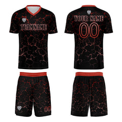 Benutzerdefinierte Schwarz Rot Trikots für Männer Frauen Personalisierte Fußball Uniformen für Erwachsene und Kind