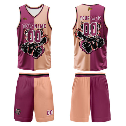 Benutzerdefinierter Rosenrot Basketball Jersey Uniform Anzug gedruckt Ihr Logo Name Nummer