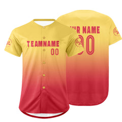 Benutzerdefiniert Gelb Lichtrot Personalisierter Baseball Jersey mit Farbverlauf Team Uniform mit Namen und Nummer