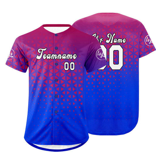 Benutzerdefiniert Rot Blau Personalisierter Baseball Jersey mit Farbverlauf Team Uniform mit Namen und Nummer