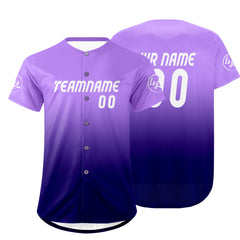 Benutzerdefiniert Lila Dunkellila Personalisierter Baseball Jersey mit Farbverlauf Team Uniform mit Namen und Nummer