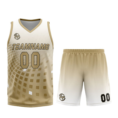 Benutzerdefinierter Weiß Braun Basketball Jersey Uniform Anzug gedruckt Ihr Logo Name Nummer