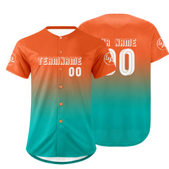Benutzerdefiniert Orange Cyan Personalisierter Baseball Jersey mit Farbverlauf Team Uniform mit Namen und Nummer