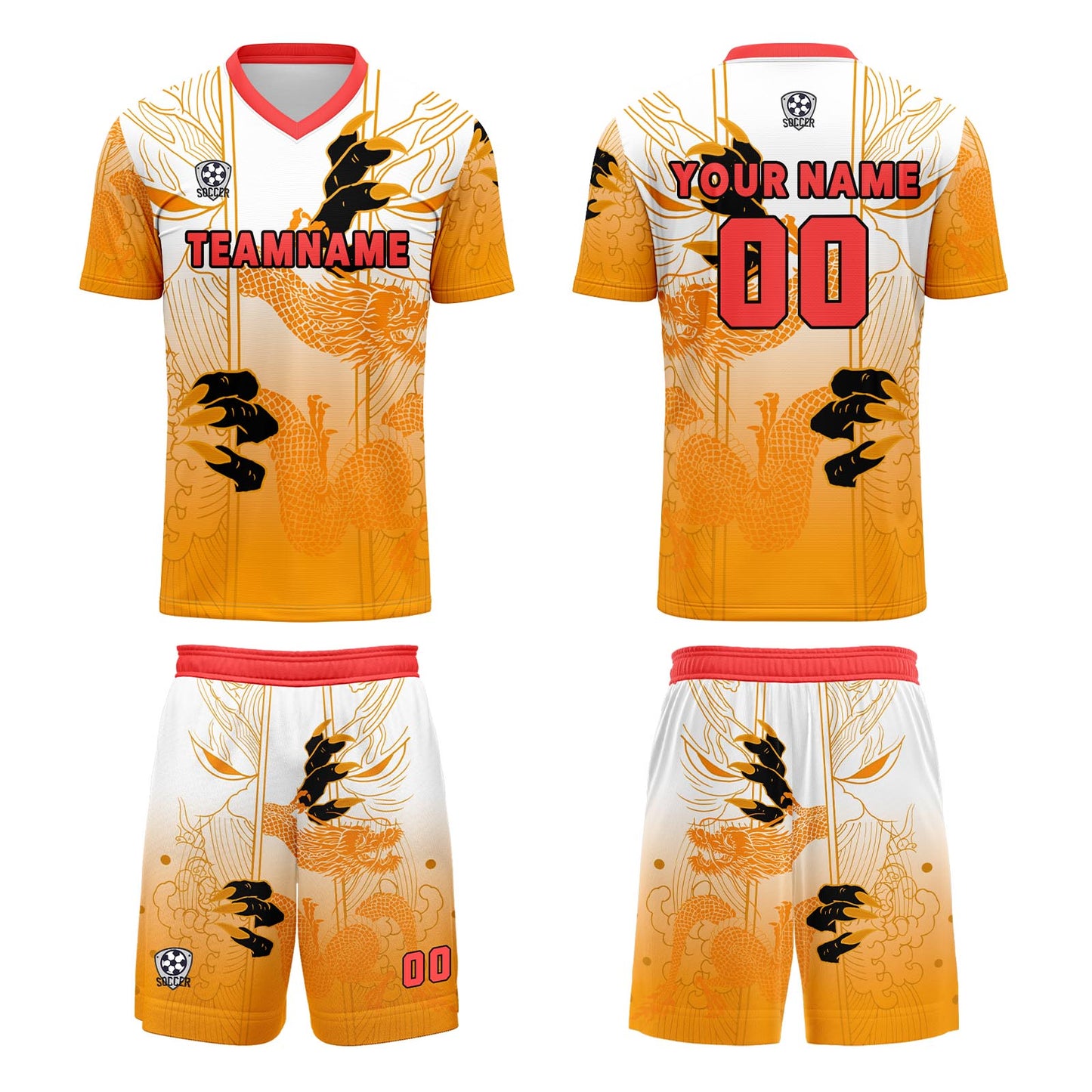 Benutzerdefinierte Orange Rot Trikots für Männer Frauen Personalisierte Fußball Uniformen für Erwachsene und Kind