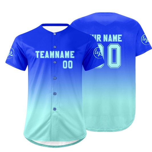 Benutzerdefiniert Dunkelblau Blau Personalisierter Baseball Jersey mit Farbverlauf Team Uniform mit Namen und Nummer
