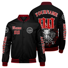 Maßgeschneiderte Rot Letterman Varsity Jacket Individuelle Stickerei Druck nach Ihrem Wunsch