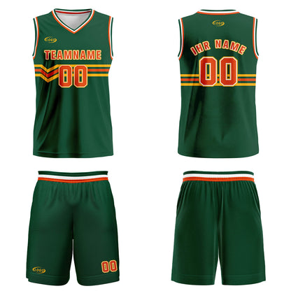 Benutzerdefinierter Grün Orange Gelb Basketball Jersey Uniform Anzug gedruckt Ihr Logo Name Nummer