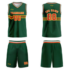 Benutzerdefinierter Grün Orange Gelb Basketball Jersey Uniform Anzug gedruckt Ihr Logo Name Nummer