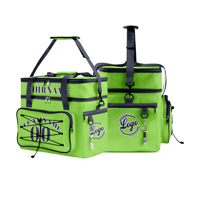 Maßgeschickerte Grün Blau vollflächig bedruckte isolierte Kühltasche mit Doppelwand Wasserdichte 600D Oxford Picknick-Tragetasche für Teamevents & Outdoor-Grillen
