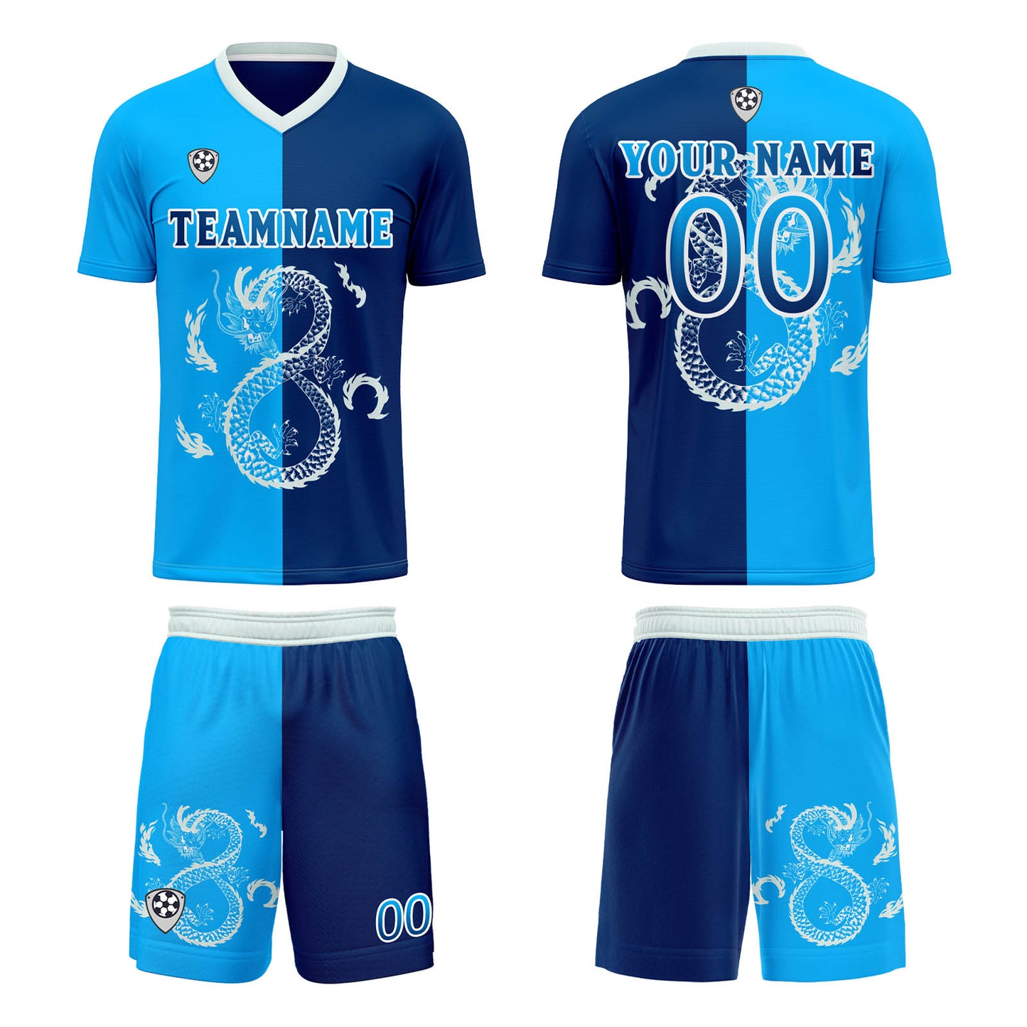 Benutzerdefinierte Dunkelblau Trikots für Männer Frauen Personalisierte Fußball Uniformen für Erwachsene und Kind