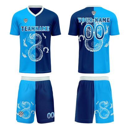 Benutzerdefinierte Dunkelblau Trikots für Männer Frauen Personalisierte Fußball Uniformen für Erwachsene und Kind