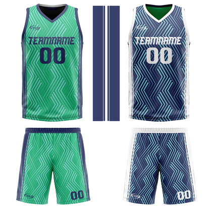 Benutzerdefinierte Grün Marine Reversible Basketball Jersey Personalisierte Drucken Name Nummer Logo